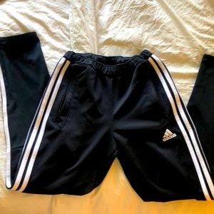YM Adidas Track Pants Striped Black and White